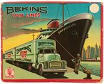 BEKINS VAN LINES DUAL TRAILER FRICTION POWERED TIN TRUCK IN BOX.