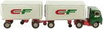 CONSOLIDATED FREIGHTWAYS DOUBLE VAN TRAILER FRICTION POWERED TIN TRUCK IN BOX.