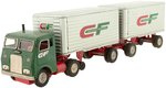 CONSOLIDATED FREIGHTWAYS DOUBLE VAN TRAILER FRICTION POWERED TIN TRUCK IN BOX.