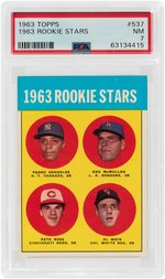 1963 TOPPS #537 ROOKIE STARS WITH PETE ROSE PSA 7 (NM).