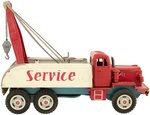 WRECK TRUCK SERVICE FRICTION POWERED TIN TRUCK IN BOX.