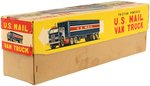 U.S. MAIL VAN TRUCK W/TRAILER FRICTION POWERED TIN TRUCK IN BOX.