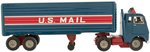 U.S. MAIL VAN TRUCK W/TRAILER FRICTION POWERED TIN TRUCK IN BOX.