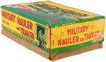 MILITARY HAULER AND TRAILER ARMY TRANSPORT FRICTION POWERED TIN TRUCK IN BOX.