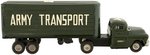 MILITARY HAULER AND TRAILER ARMY TRANSPORT FRICTION POWERED TIN TRUCK IN BOX.