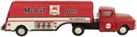 MOBIL GASOLINE TRAILER FRICTION POWERED TIN TRUCK IN BOX.