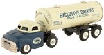 EXCLUSIVE DAIRIES FRICTION POWERED TIN MILK TANKER TRUCK IN BOX.