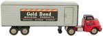 GOLD BOND BUILDING PRODUCTS FRICTION POWERED TIN TRUCK W/TRAILER IN BOX.