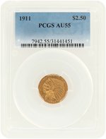 1911 INDIAN HEAD QUARTER EAGLE AU-55 (PCGS).