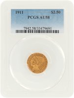 1911 INDIAN HEAD QUARTER EAGLE AU-58 (PCGS).