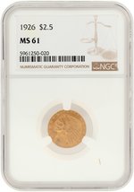 1926 INDIAN HEAD QUARTER EAGLE MS-61 (NGC).