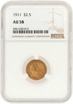 1911 INDIAN HEAD QUARTER EAGLE AU-58 (NGC).