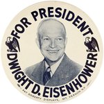 "FOR PRESIDENT DWIGHT D. EISENHOWER" GIGANTIC 9" BUTTON.