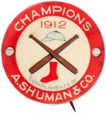 1912 (DATE VARIETY) CHAMPIONS BOSTON RED SOX BUTTON.