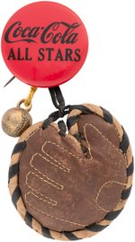 C. 1940s COCA-COLA ALL STARS BUTTON WITH CATCHER'S MITT AND BASEBALL ATTACHMENTS.