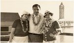 1934 BABE RUTH (HOF) WITH HIS WIFE AND DAUGHTER IN HONOLULU, HAWAII CANDID PHOTOGRAPH.