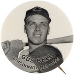 1950s GUS BELL "CINCINNATI REDLEGS" PM10 STADIUM BUTTON.