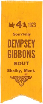 1923 DEMPSEY/GIBBONS BOUT RIBBON.