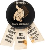 1927 ''HOWDY" TUNNEY/DEMPSEY FIGHT BUTTON.