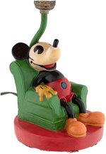 MICKEY MOUSE LARGE FIGURAL PLASTER LAMP WITH RARE SHADE.
