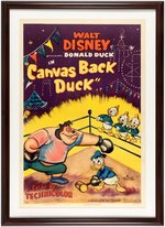 DONALD DUCK - CANVAS BACK DUCK FRAMED CARTOON POSTER.