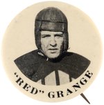 C. 1925 "'RED' GRANGE" ROOKIE ERA IN CHICAGO BEARS UNIFORM PORTAIT BUTTON.