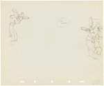 SILLY SYMPHONIES - MOTHER GOOSE GOES HOLLYWOOD PRODUCTION DRAWING ORIGINAL ART TRIO (LAUREL & HARDY).