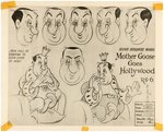 SILLY SYMPHONIES - MOTHER GOOSE GOES HOLLYWOOD" PRODUCTION DRAWING ORIGINAL ART PAIR & MODEL SHEET (HUGH HERBERT).