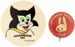 CRUSADER RABBIT AND COURAGEOUS CAT BUTTONS.