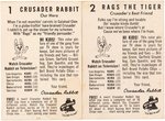 CRUSADER RABBIT RARE SET OF PREMIUM CARDS ISSUED BY BELL BRAND CHIPS.