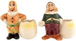 SNOW WHITE AND THE SEVEN DWARFS - HAPPY AND SNEEZY CERAMIC EGG CUP PAIR.