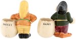 SNOW WHITE AND THE SEVEN DWARFS - HAPPY AND SNEEZY CERAMIC EGG CUP PAIR.