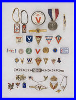 WORLD WAR II "V" VICTORY PIN/NOVELTY VARIATIONS.