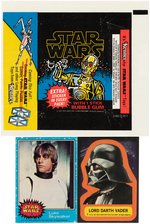 "STAR WARS" TOPPS FIRST SERIES GUM CARD SET PLUS DISPLAY BOX AND WRAPPER.