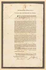 JOHN HANCOCK 1781 SIGNED MASSACHUSETTS APPOINTMENT DOCUMENT.