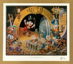 CARL BARKS DONALD DUCK & UNCLE SCROOGE "HANDS OFF MY PLAYTHINGS" SIGNED GOLD PLATE PROOF.