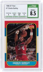 1986-87 FLEER #7 CHARLES BARKLEY (HOF) CSG 8.5 NM/MINT+.