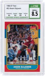 1986-87 FLEER #82 AKEEM OLAJUWON (HOF) CSG 8.5 NM/MINT+.