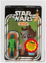 STAR WARS - GREEDO ACTION FIGURE ON 21 BACK-C CARD AFA 85 NM+.