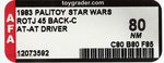 PALITOY STAR WARS: RETURN OF THE JEDI - AT-AT DRIVER 45 BACK-C CARD AFA 80 NM.