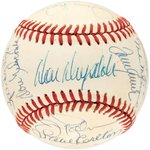 CY YOUNG AWARD WINNERS MULTI-SIGNED BASEBALL.