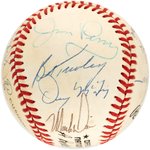 CY YOUNG AWARD WINNERS MULTI-SIGNED BASEBALL.