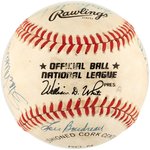 NATIONAL BASEBALL HALL OF FAMERS & STARS MULTI-SIGNED BASEBALL.