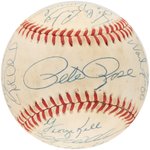 NATIONAL BASEBALL HALL OF FAMERS & STARS MULTI-SIGNED BASEBALL.