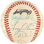 NATIONAL BASEBALL HALL OF FAMERS & STARS MULTI-SIGNED BASEBALL.