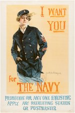 "I WANT YOU FOR THE NAVY" HOWARD CHANDLER CHRISTY WWI RECRUTMENT POSTER.