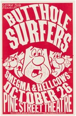 BUTTHOLE SURFERS, SMEGMA & HELLCOWS 1987 PORTLAND CONCERT POSTER SIGNED BY ARTIST MIKE KING.