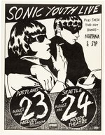 SONIC YOUTH & NIRVANA 1991 PORTLAND & SEATTLE CONCERT POSTER.