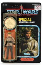 STAR WARS: POWER OF THE FORCE - LUKE SKYWALKER (IN BATTLE PONCHO) 92 BACK CARDED ACTION FIGURE W/COLLECTOR'S COIN.