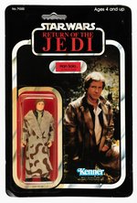 STAR WARS: RETURN OF THE JEDI - HAN SOLO (IN TRENCH COAT) 77 BACK-A CARDED ACTION FIGURE.